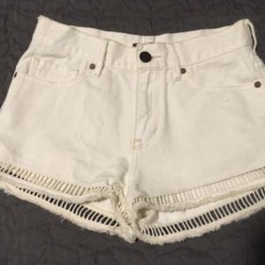 White High Waisted Denim Shorts